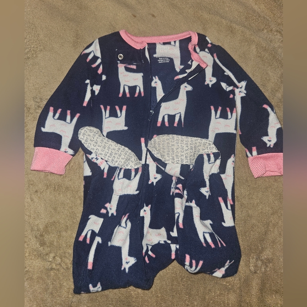 Carter's Navy and Pink Llama Baby Onesie